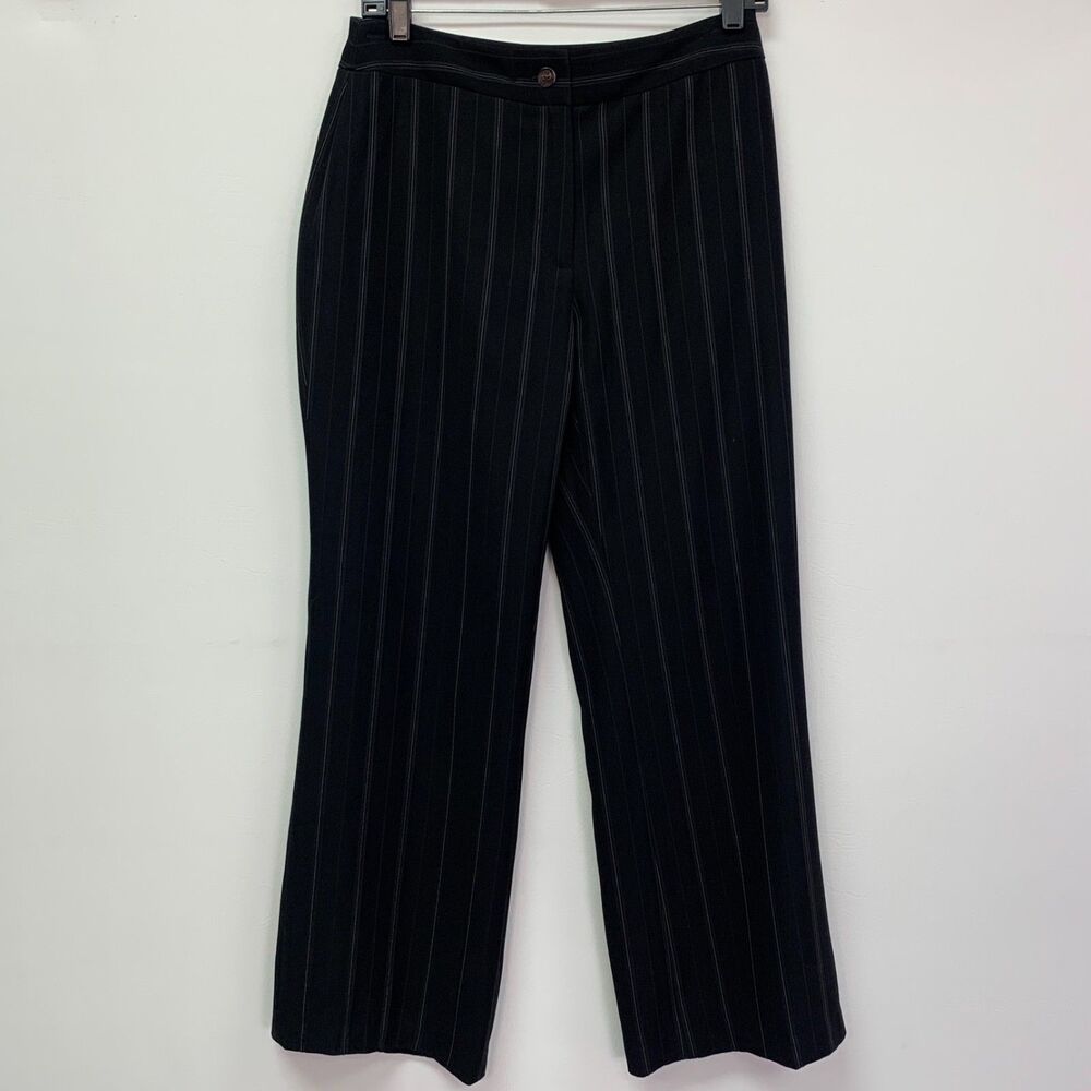 Chico's Women's Pants Size‎ 0 Small 4 Black Green Pin Striped